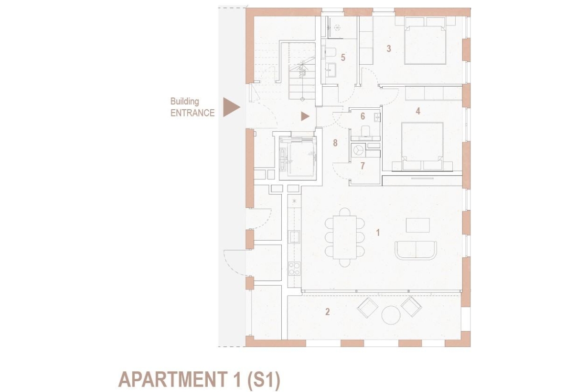 Moderno appartamento in un nuovo edificio al piano terra