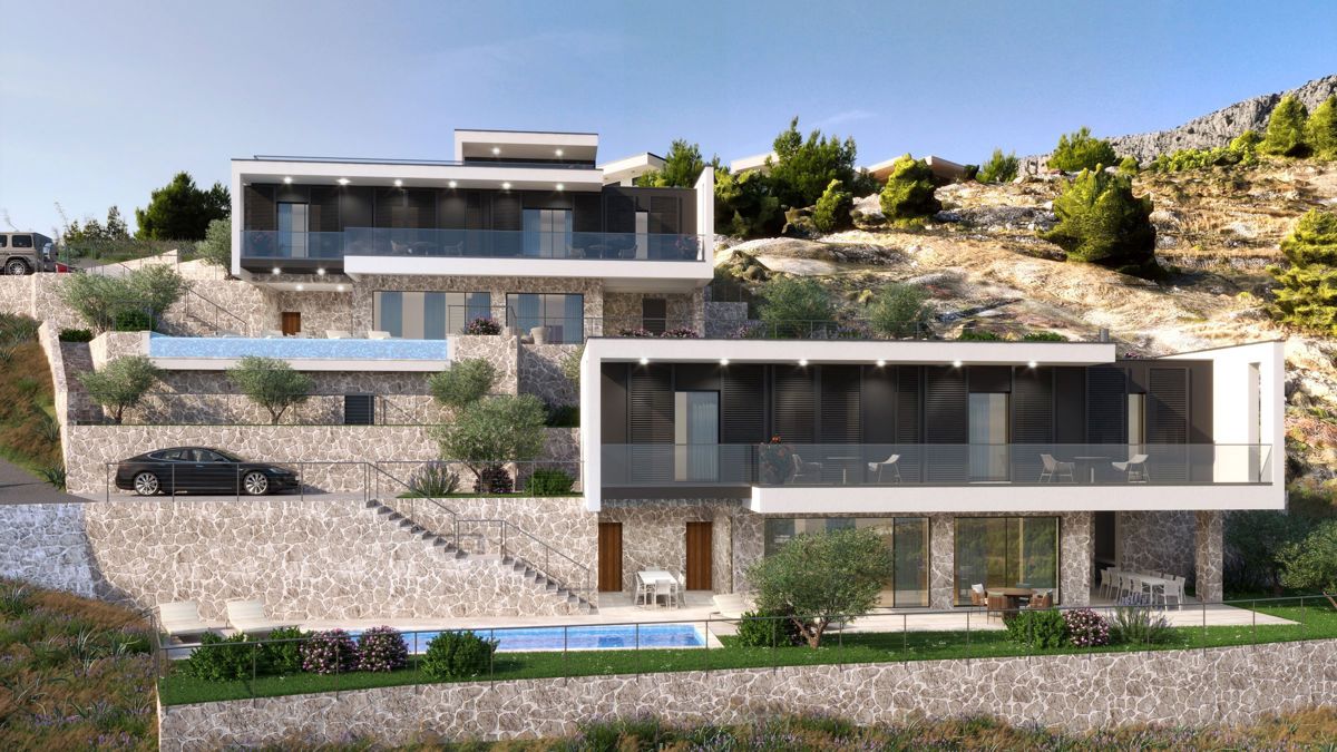 Moderna villa di recente costruzione con vista mare