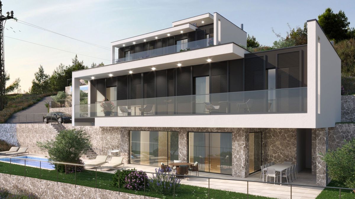 Moderna villa di recente costruzione con vista mare