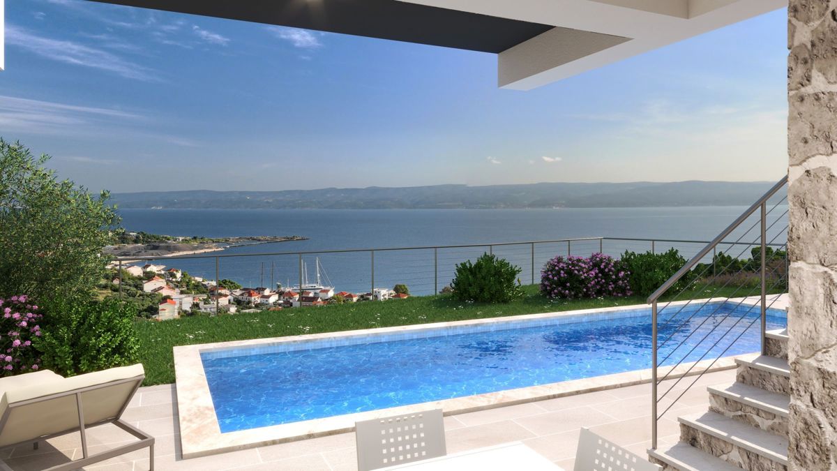 Moderna villa di recente costruzione con vista mare