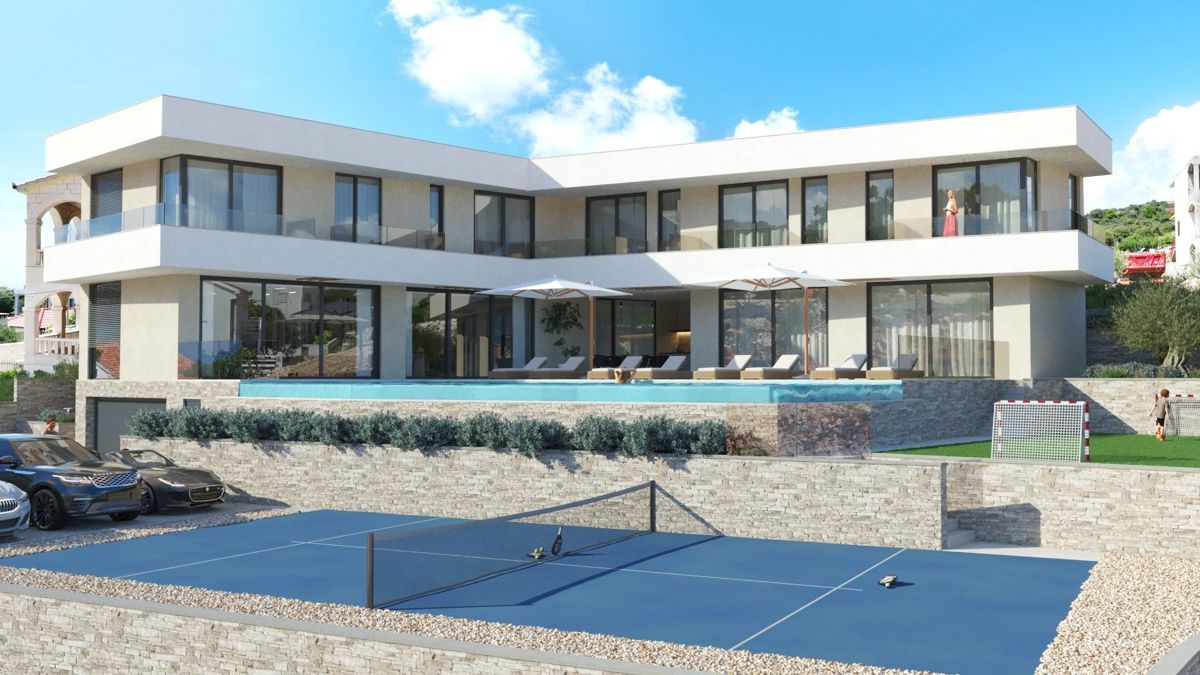 Villa moderna con piscina, seconda fila dal mare