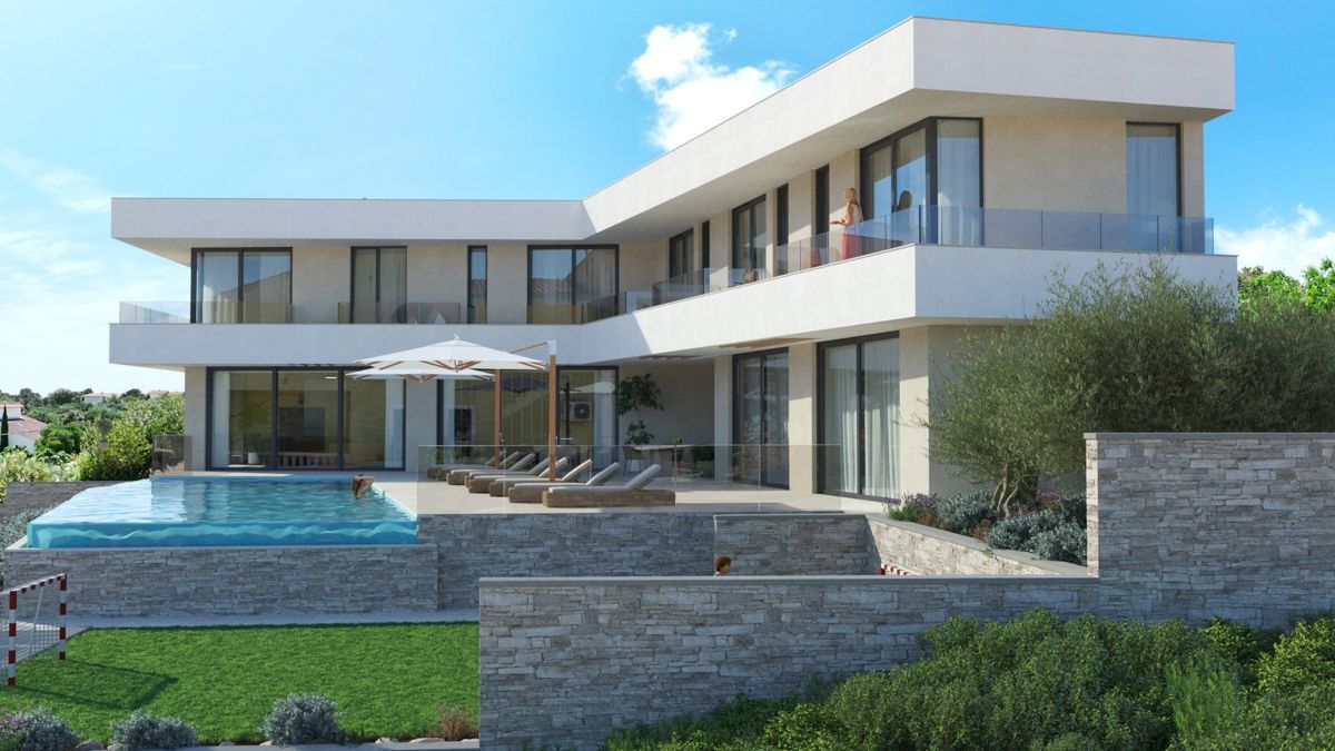 Villa moderna con piscina, seconda fila dal mare