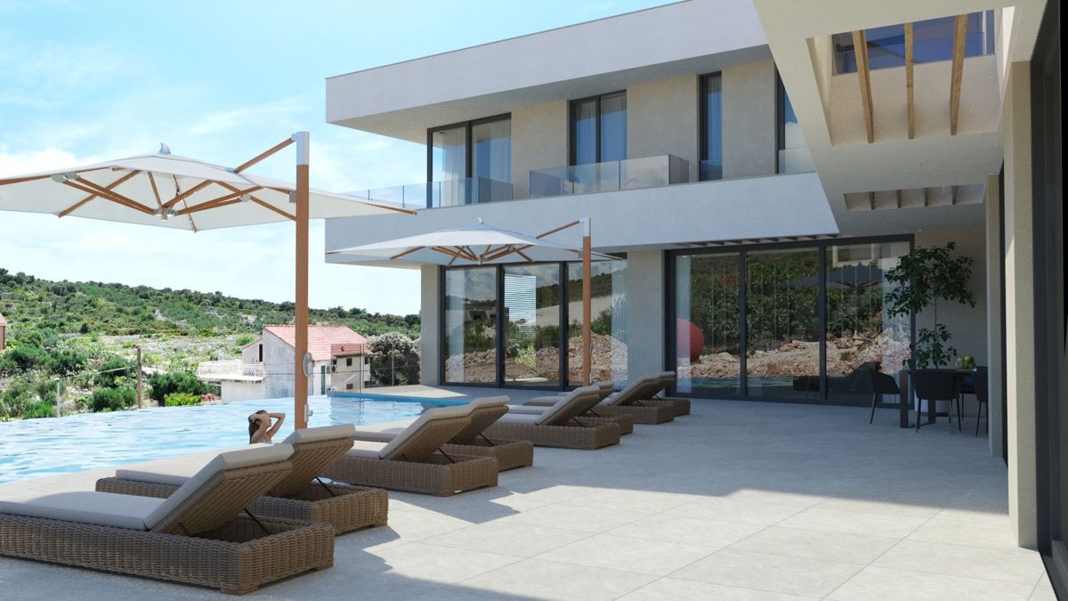 Villa moderna con piscina, seconda fila dal mare