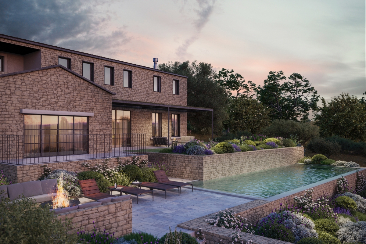 Villa in pietra con piscina