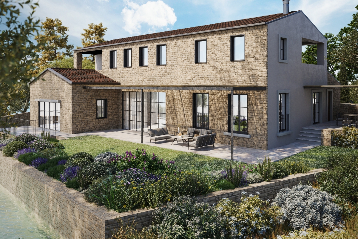 Villa in pietra con piscina