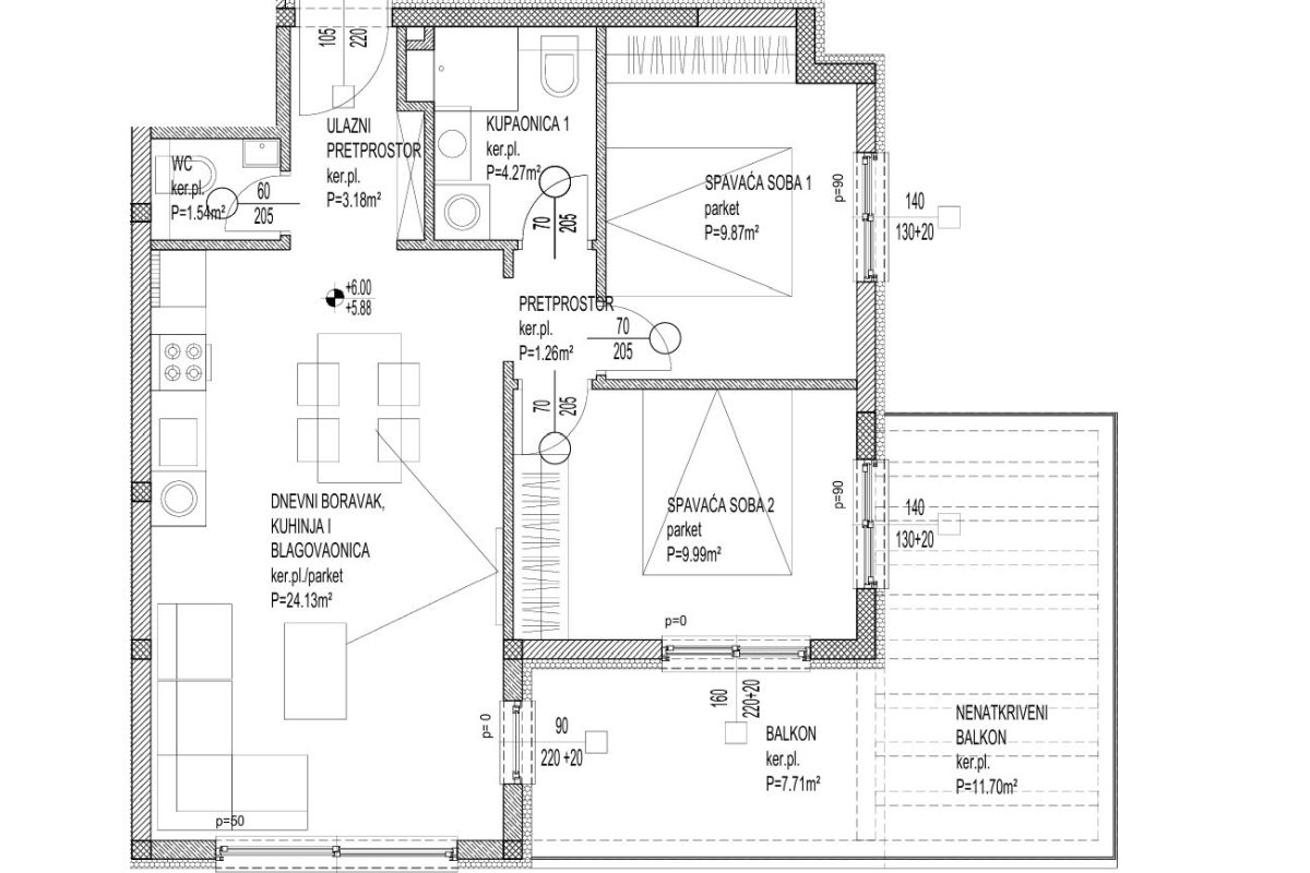 Attico in un nuovo edificio con terrazza panoramica
