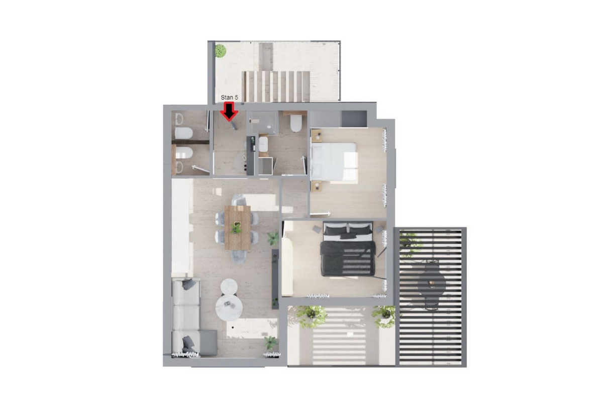 Attico in un nuovo edificio con terrazza panoramica