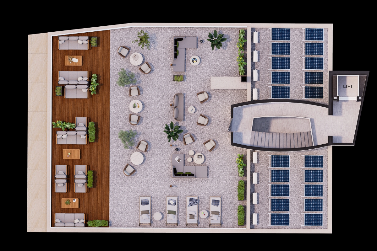 Appartamento con tre camere da letto e terrazza in un nuovo edificio in seconda fila sul mare