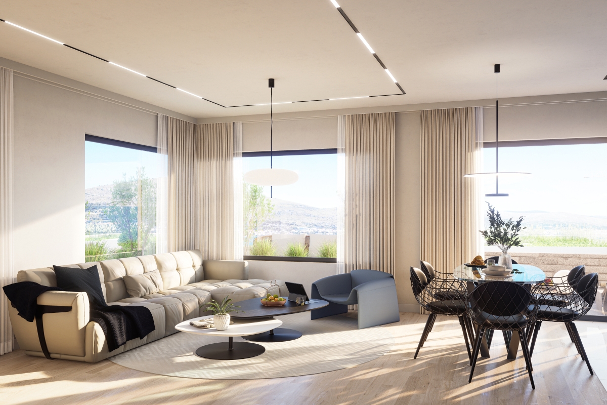 Appartamento con tre camere da letto e terrazza in un nuovo edificio in seconda fila sul mare