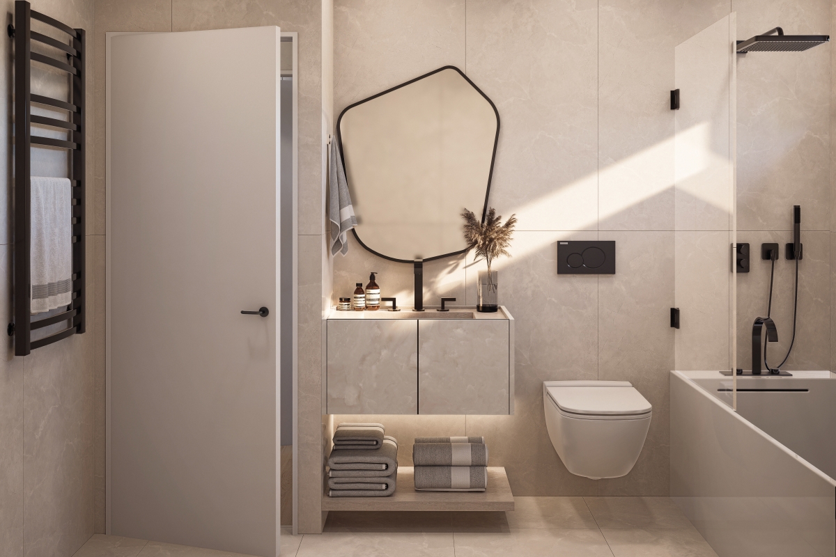 Appartamento con tre camere da letto e terrazza in un nuovo edificio in seconda fila sul mare