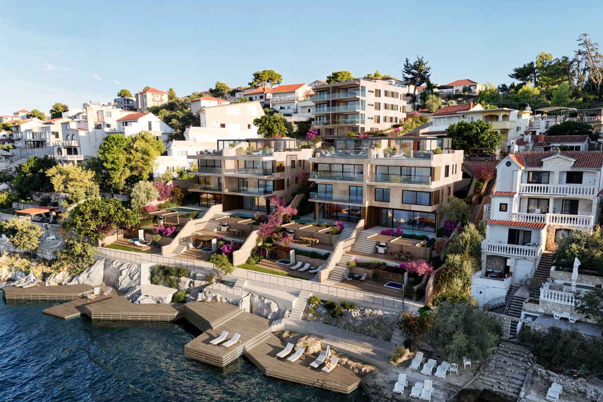 Appartamento con tre camere da letto e terrazza in un nuovo edificio in seconda fila sul mare