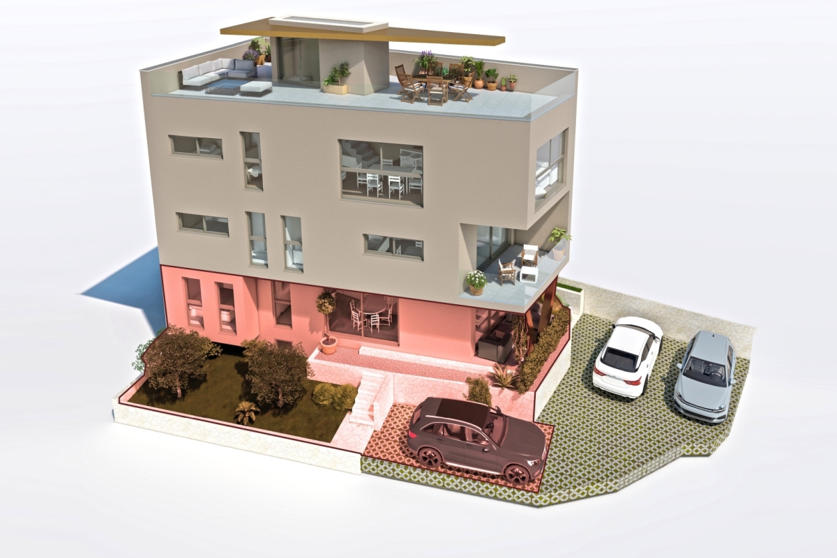 Nuovo edificio con tre appartamenti nel centro città