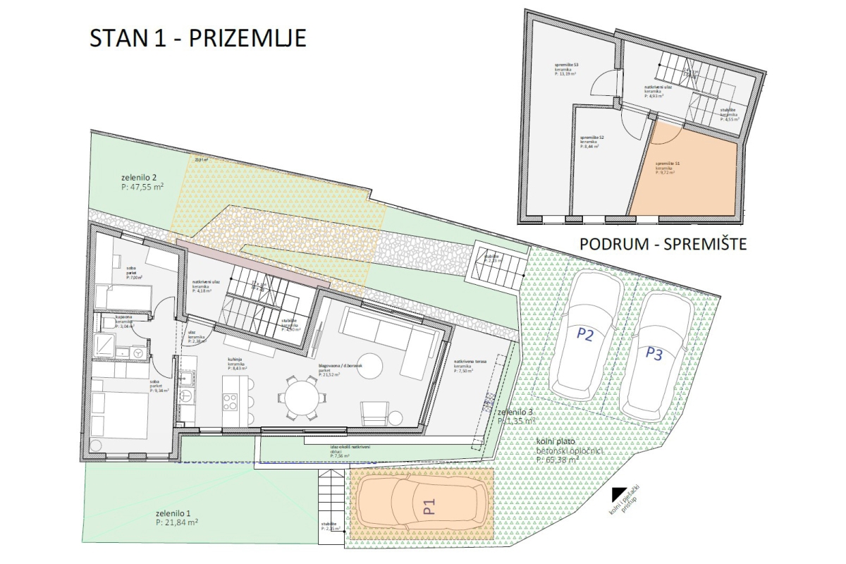 Nuovo edificio con tre appartamenti nel centro città