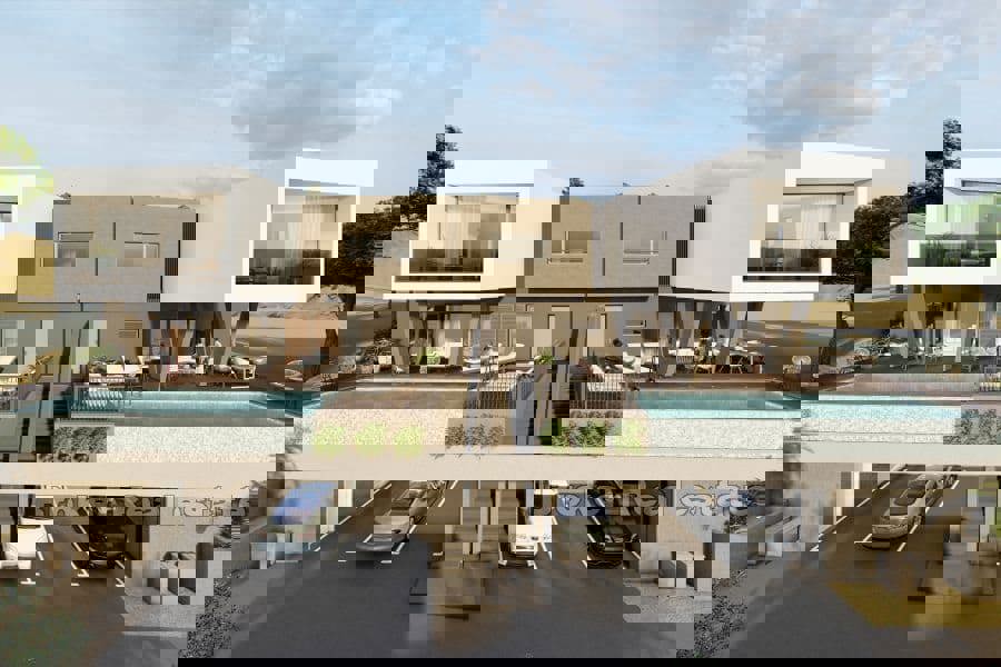 Villa moderna bifamiliare con vista mare