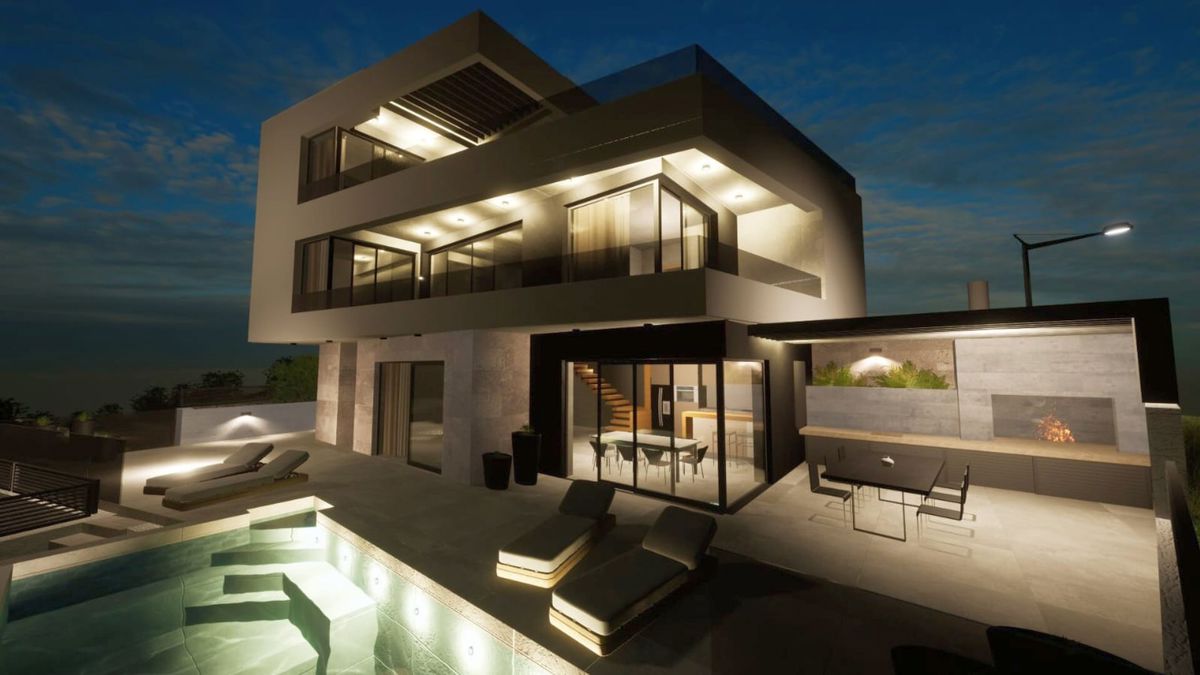 Villa moderna con vista mare