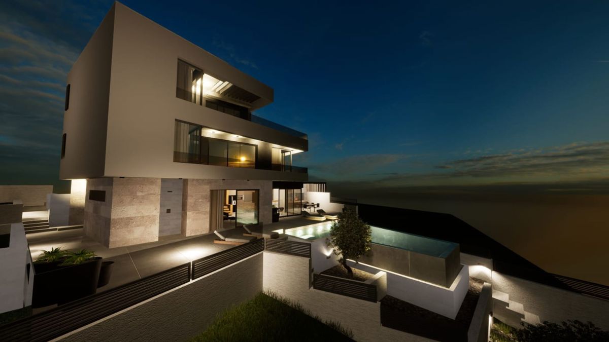 Villa moderna con vista mare