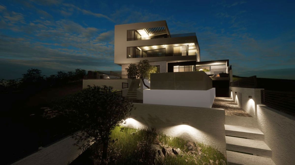 Villa moderna con vista mare