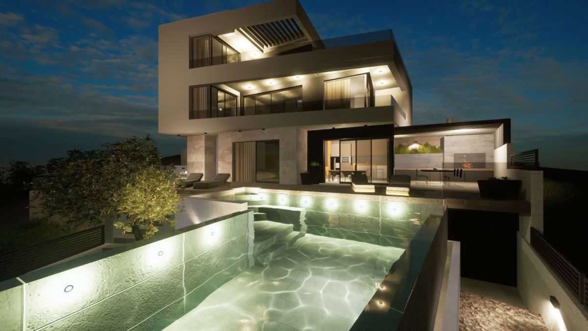 Villa moderna con vista mare