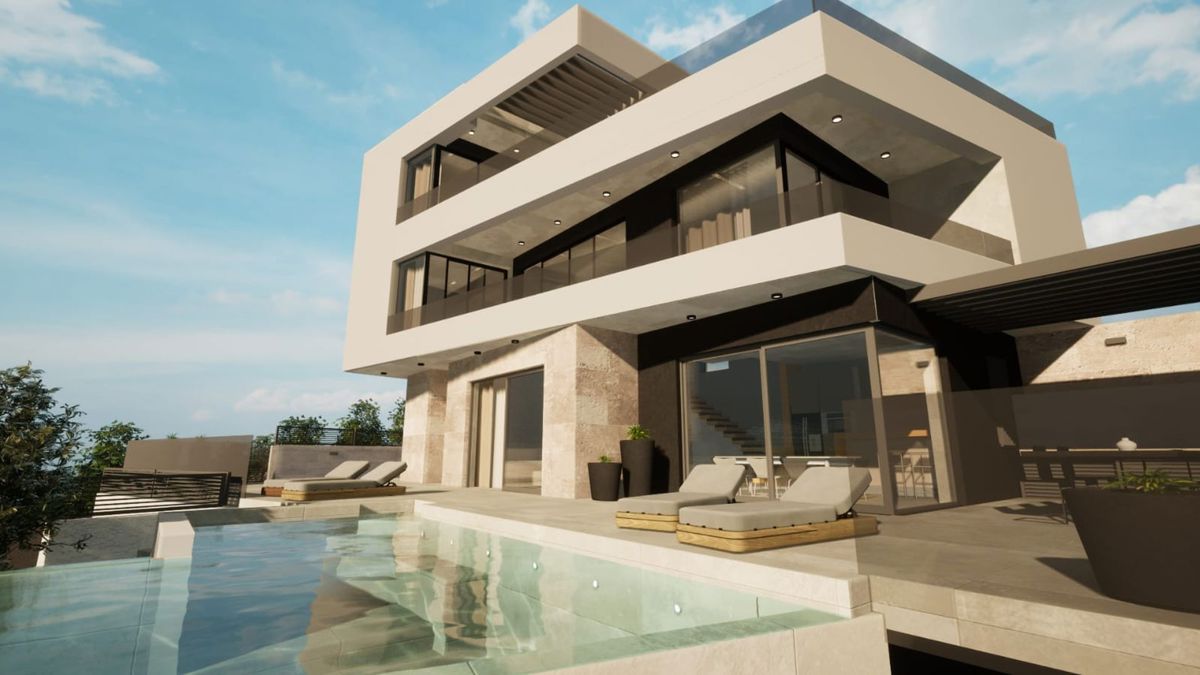 Villa moderna con vista mare
