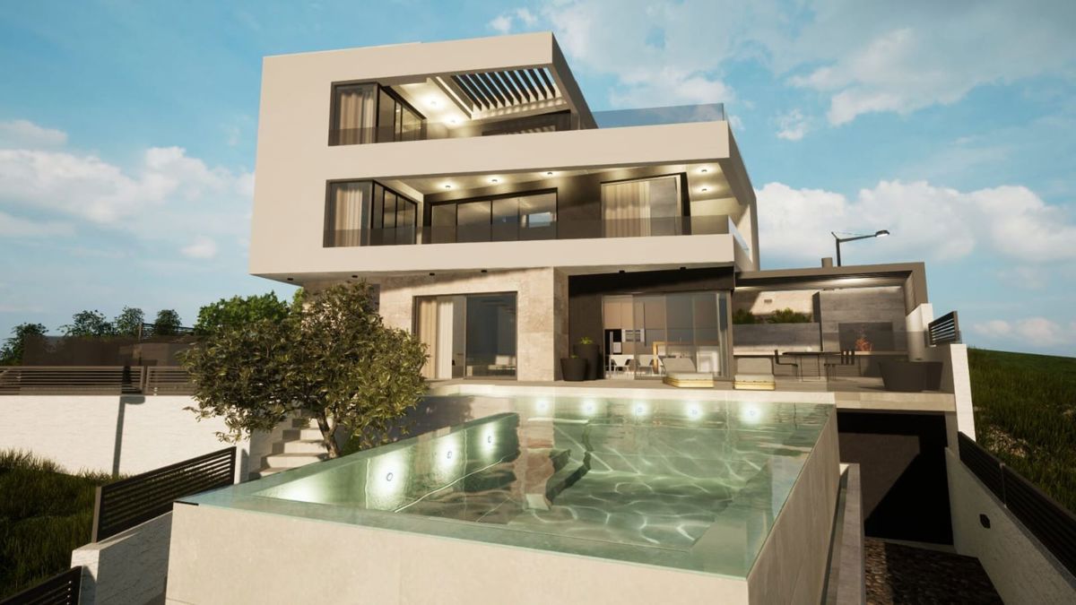 Villa moderna con vista mare