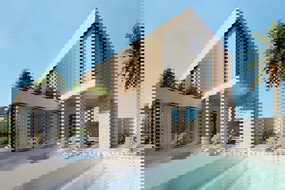 Villa moderna con piscina e vista mare