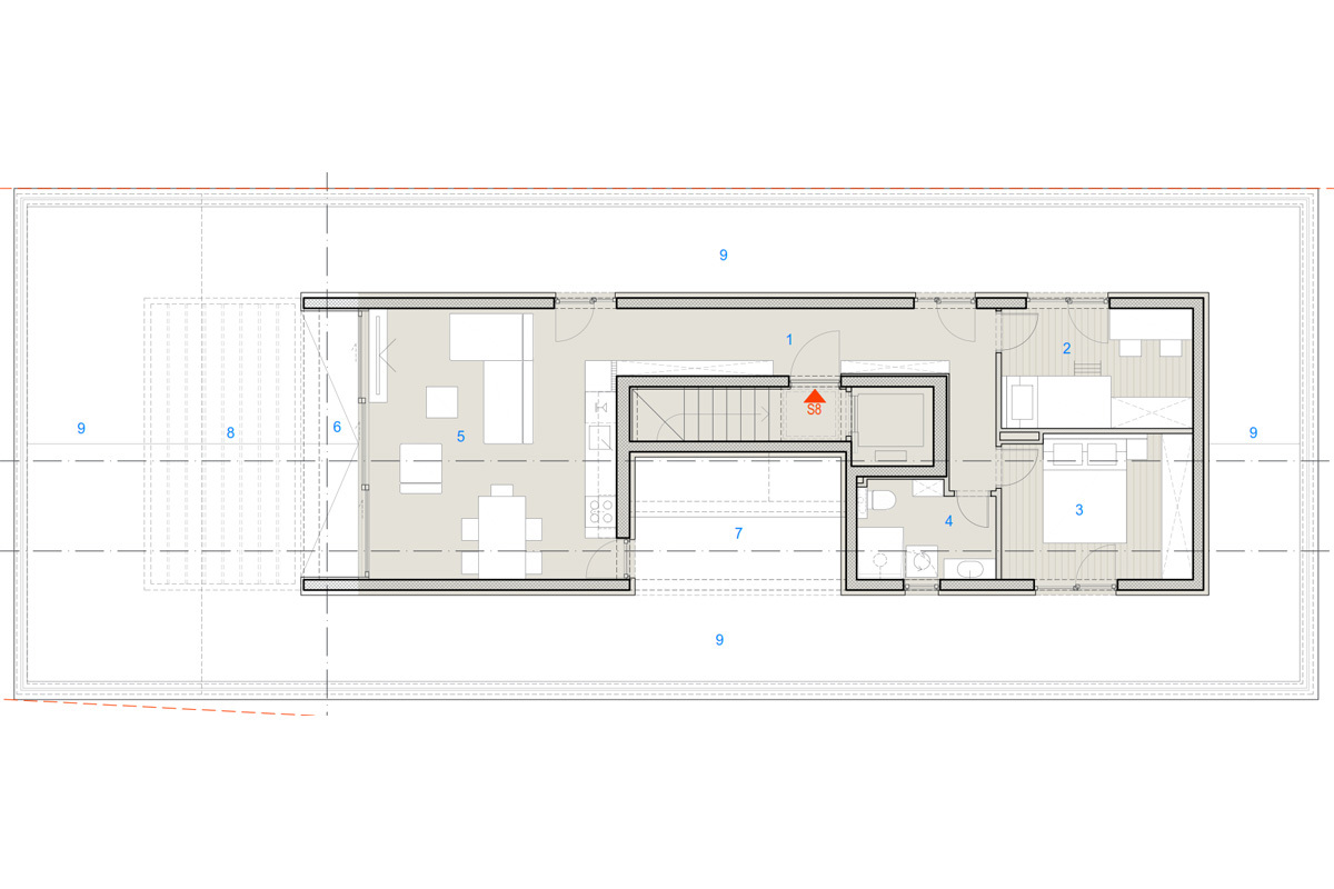 Esclusivo attico con due camere da letto, prima fila per il mare - Est, S8