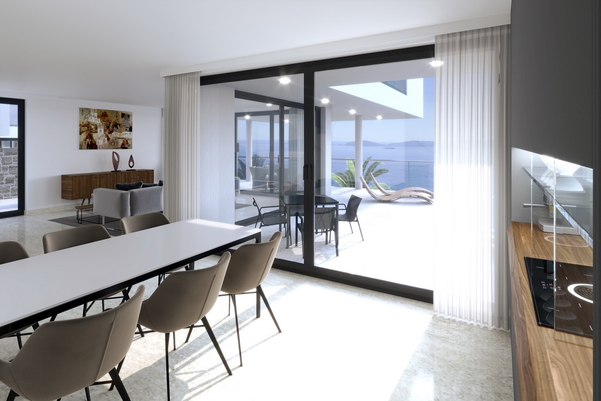 Moderna villa con piscina e spettacolare vista mare