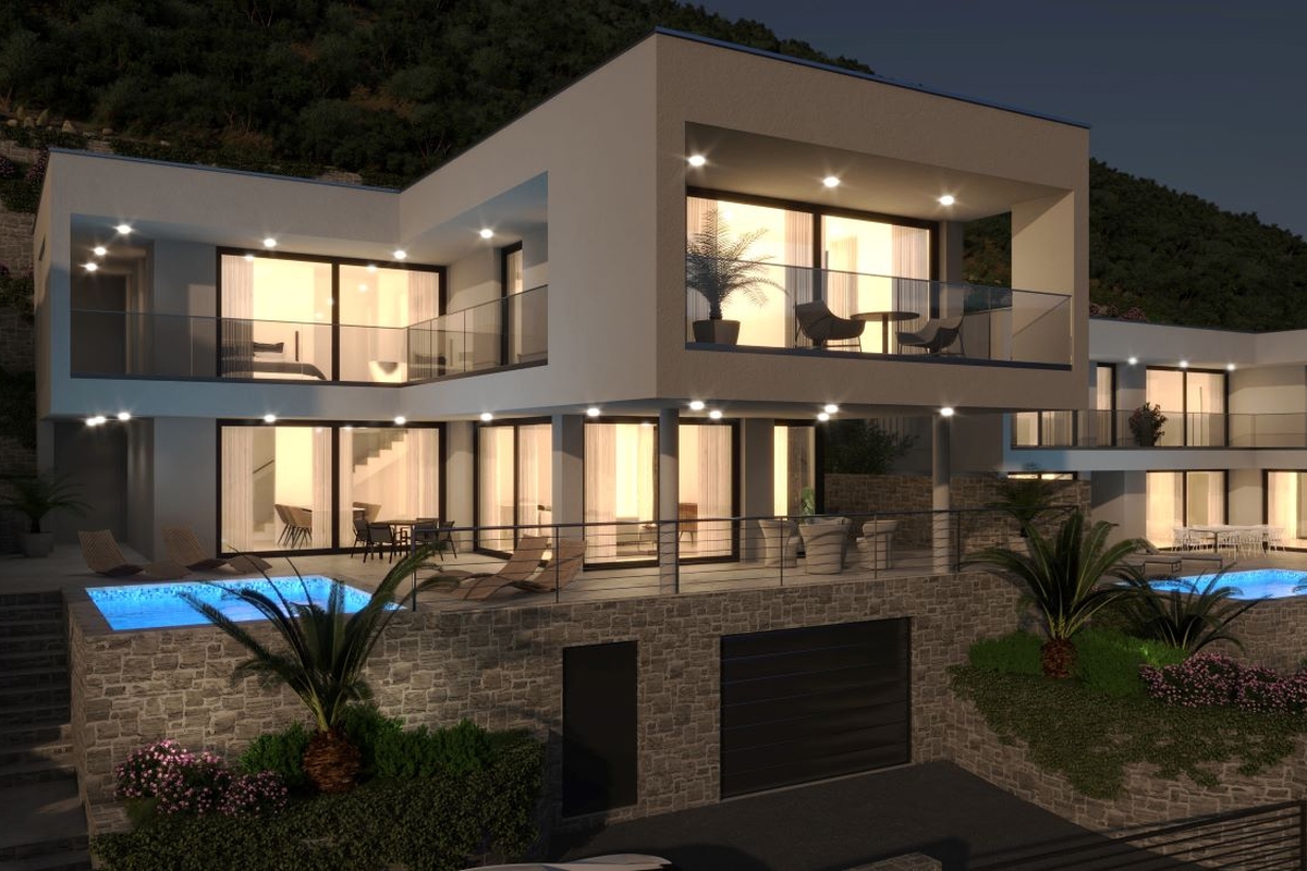 Moderna villa con piscina e spettacolare vista mare