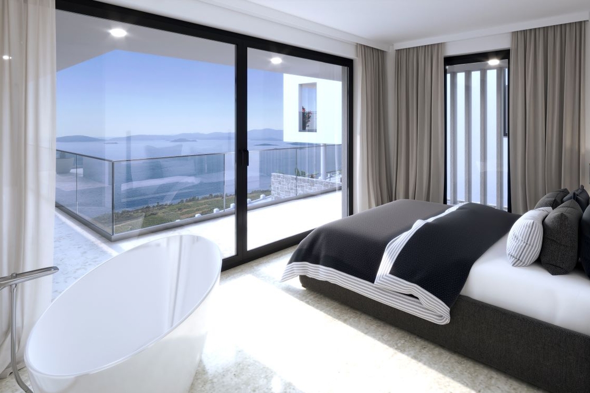 Moderna villa con piscina e spettacolare vista mare