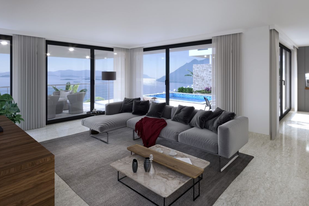 Moderna villa con piscina e spettacolare vista mare