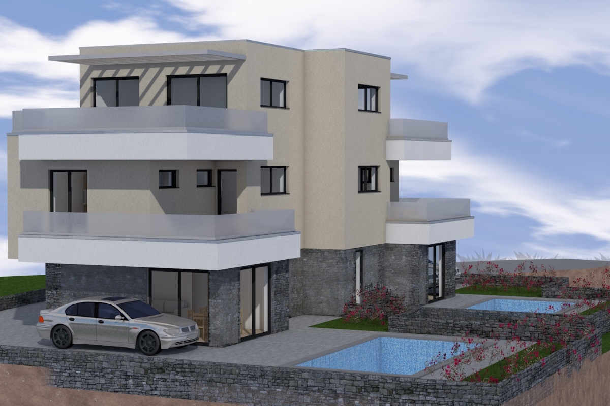 Moderne ville bifamiliari con piscina vicino a Sebenico