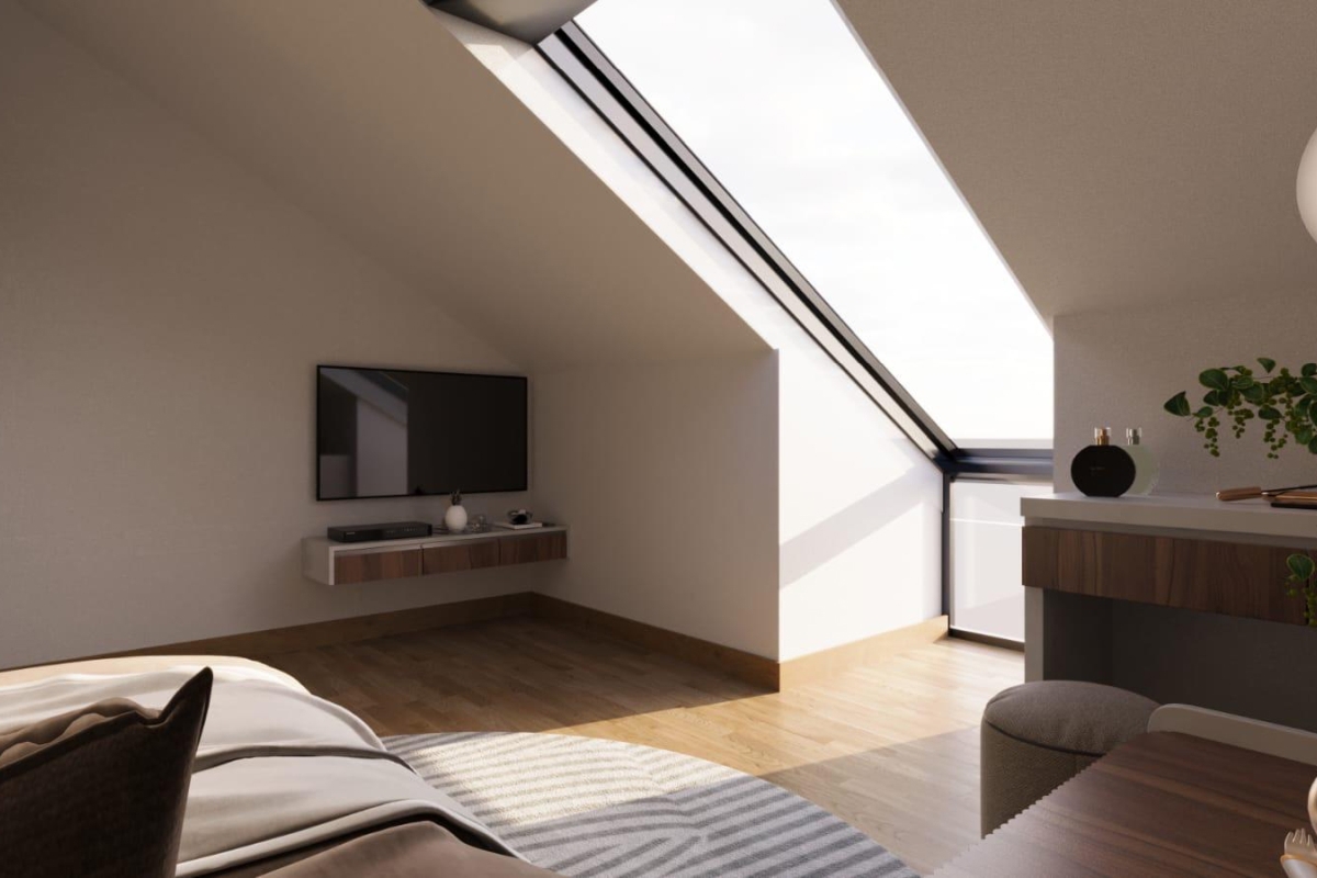 Moderno attico duplex con vista mare