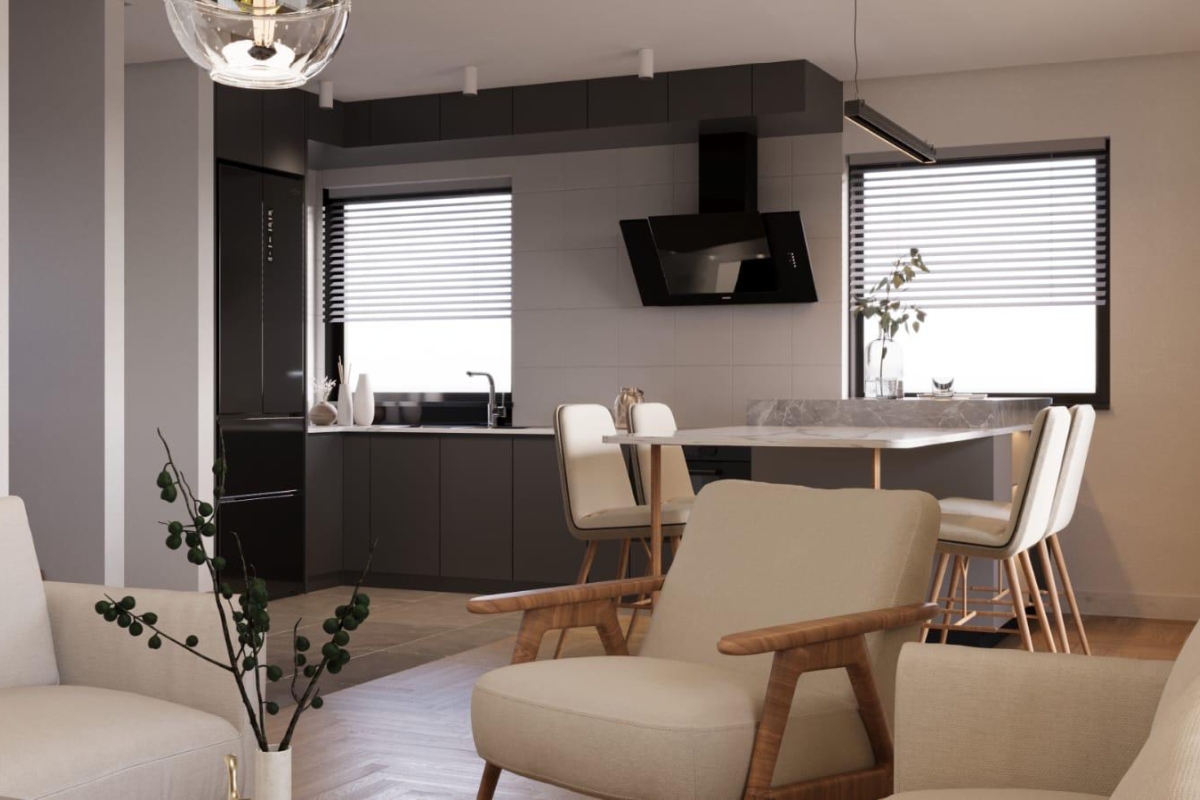 Moderno attico duplex con vista mare