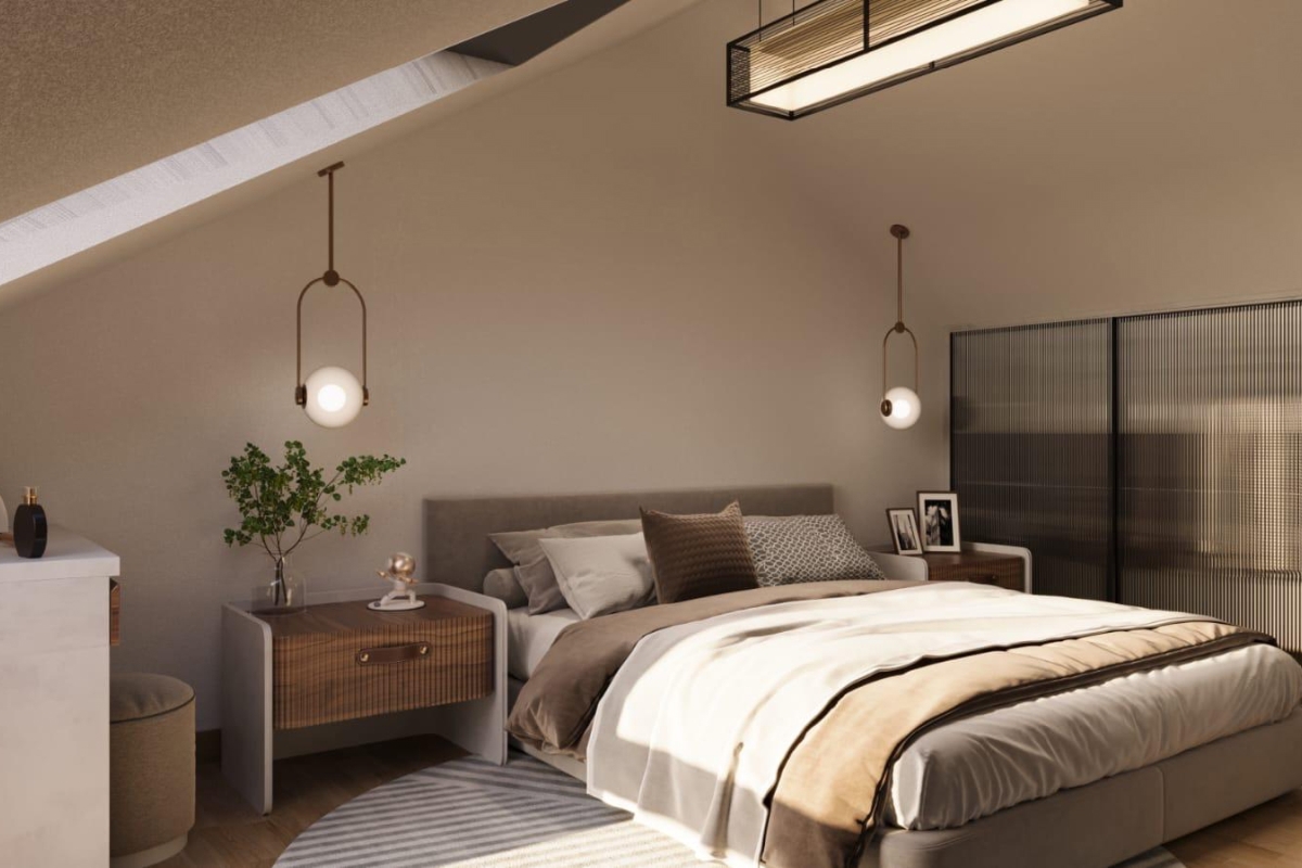 Moderno attico duplex con vista mare