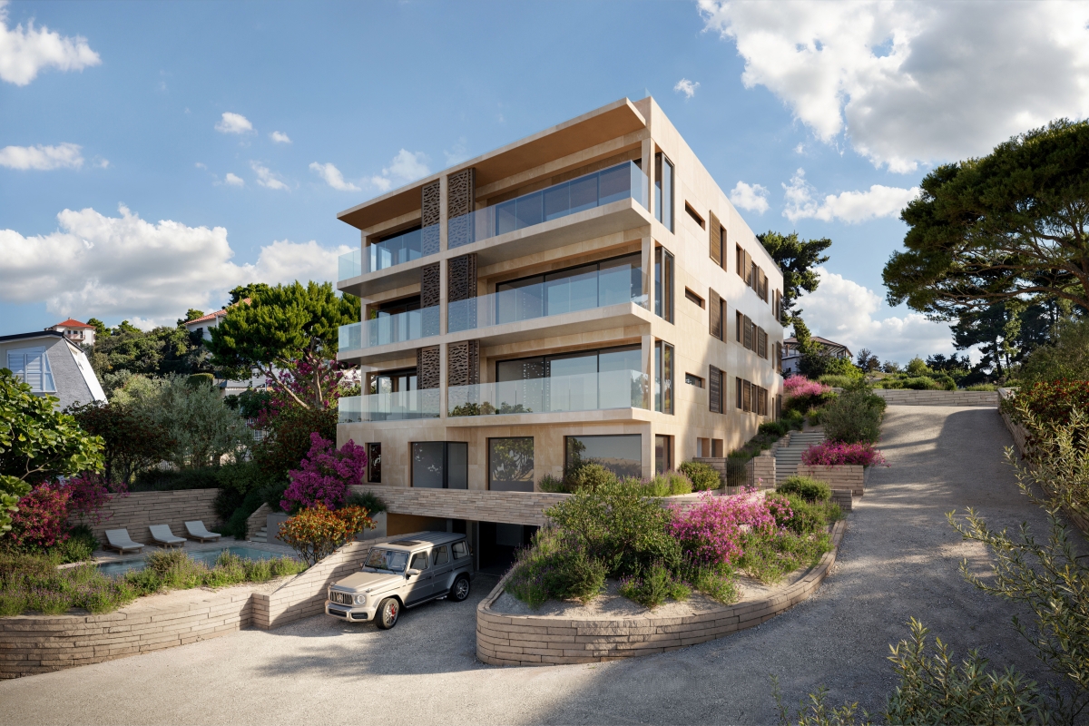 Appartamento con tre camere da letto e vista aperta in seconda fila sul mare