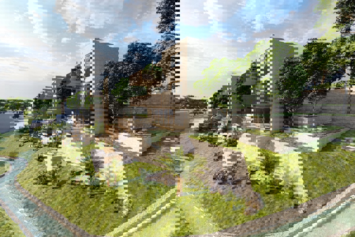 Terreno con progetto per tre ville moderne con vista