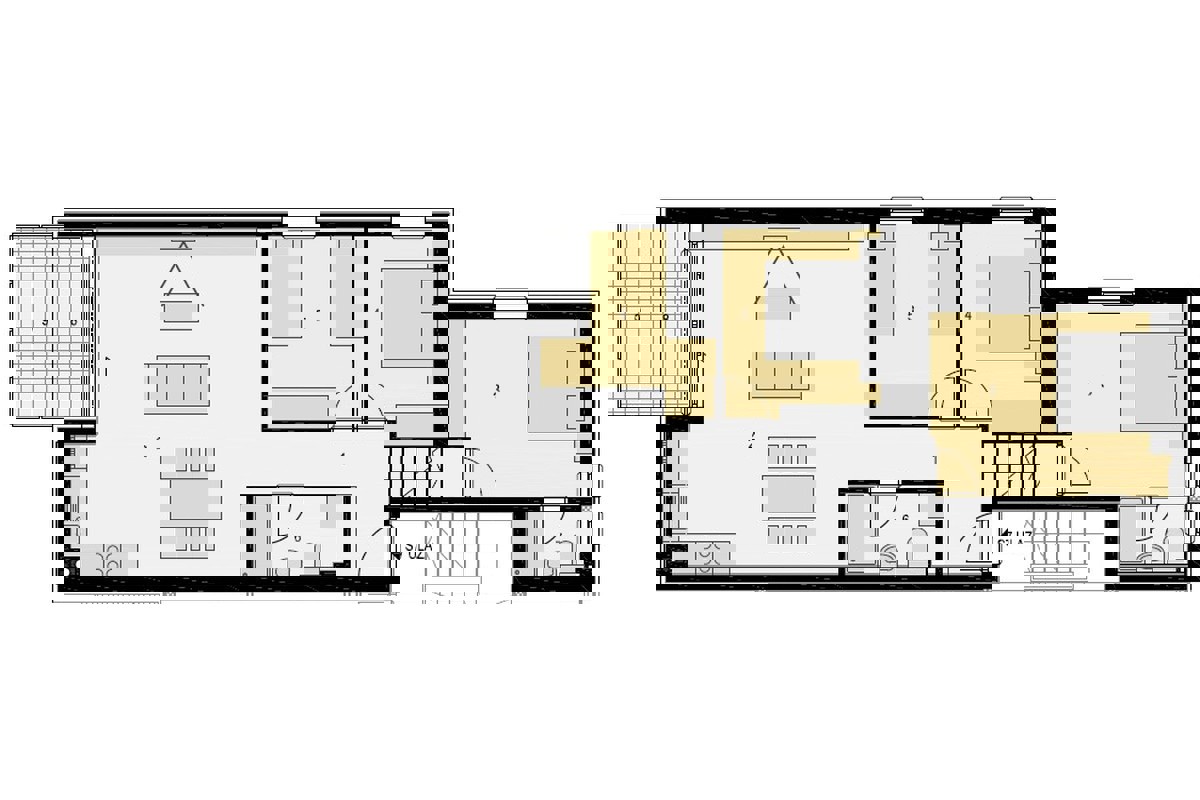 Attico con tre camere da letto e vista mare