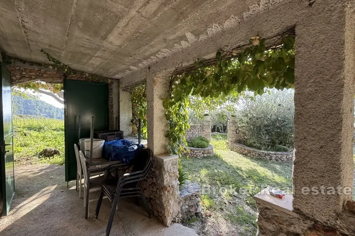 Terreno agricolo unico con un edificio e una splendida vista sul mare