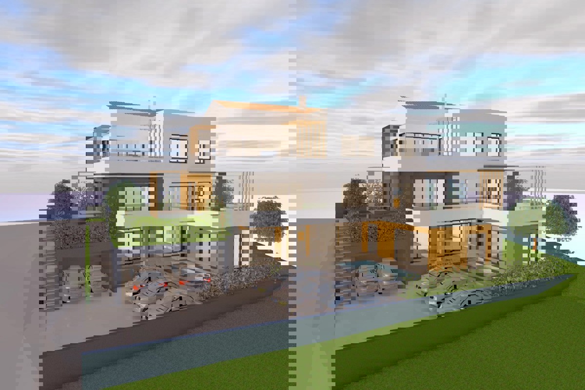 Terreno con progetto per una villa moderna con piscina