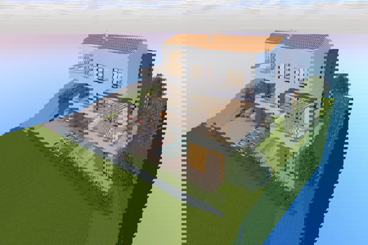 Terreno con progetto per una villa moderna con piscina