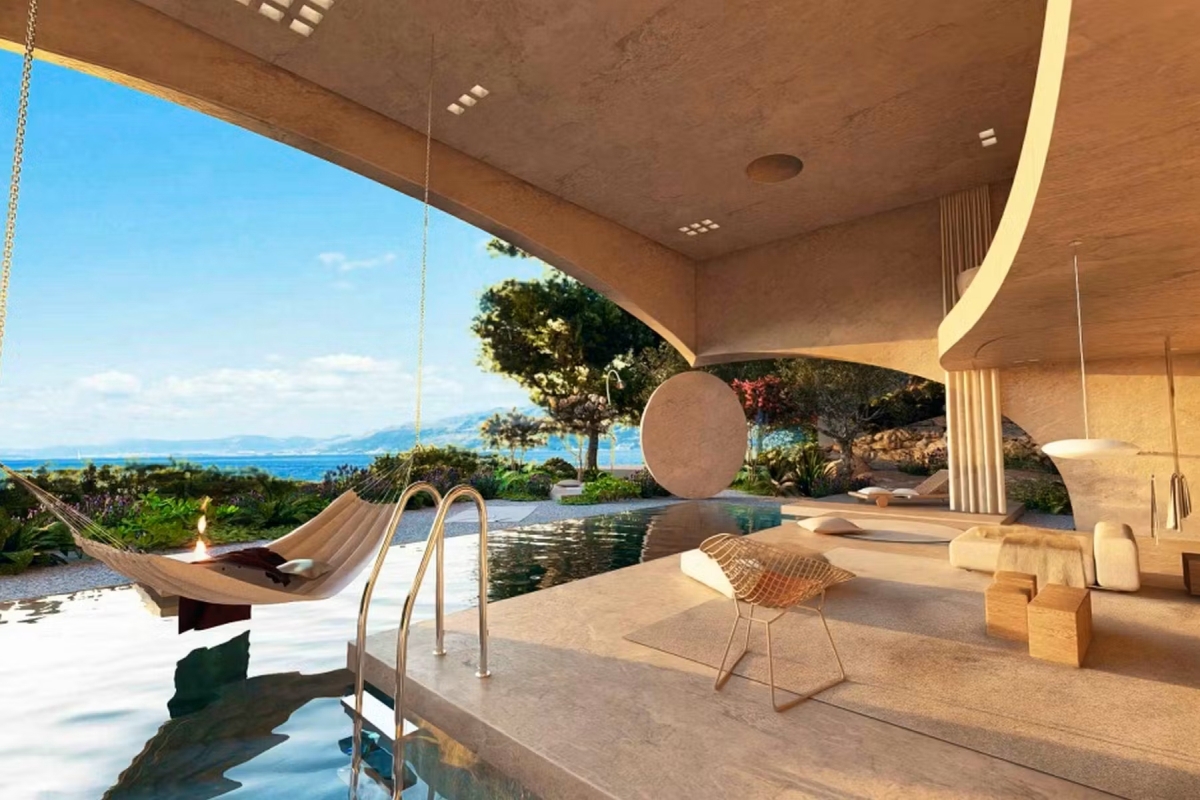 Terreno edificabile con progetto per una villa di lusso, in prima fila al mare