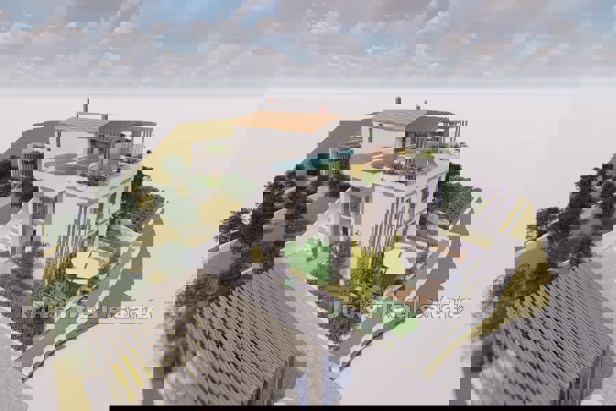 Una villa in costruzione con vista mare