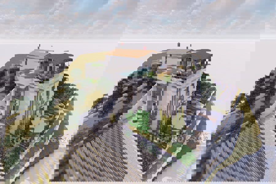 Una villa in costruzione con vista mare