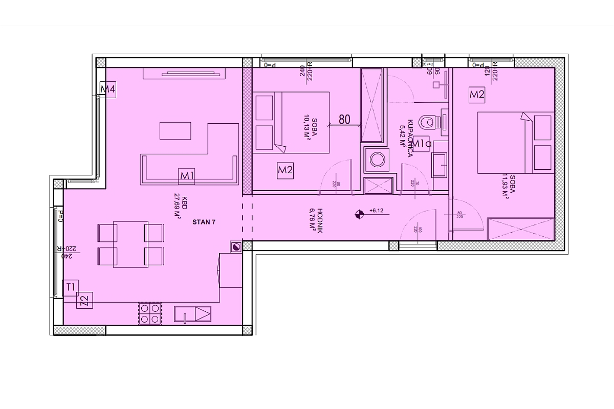 Moderno appartamento con due camere da letto e terrazza panoramica