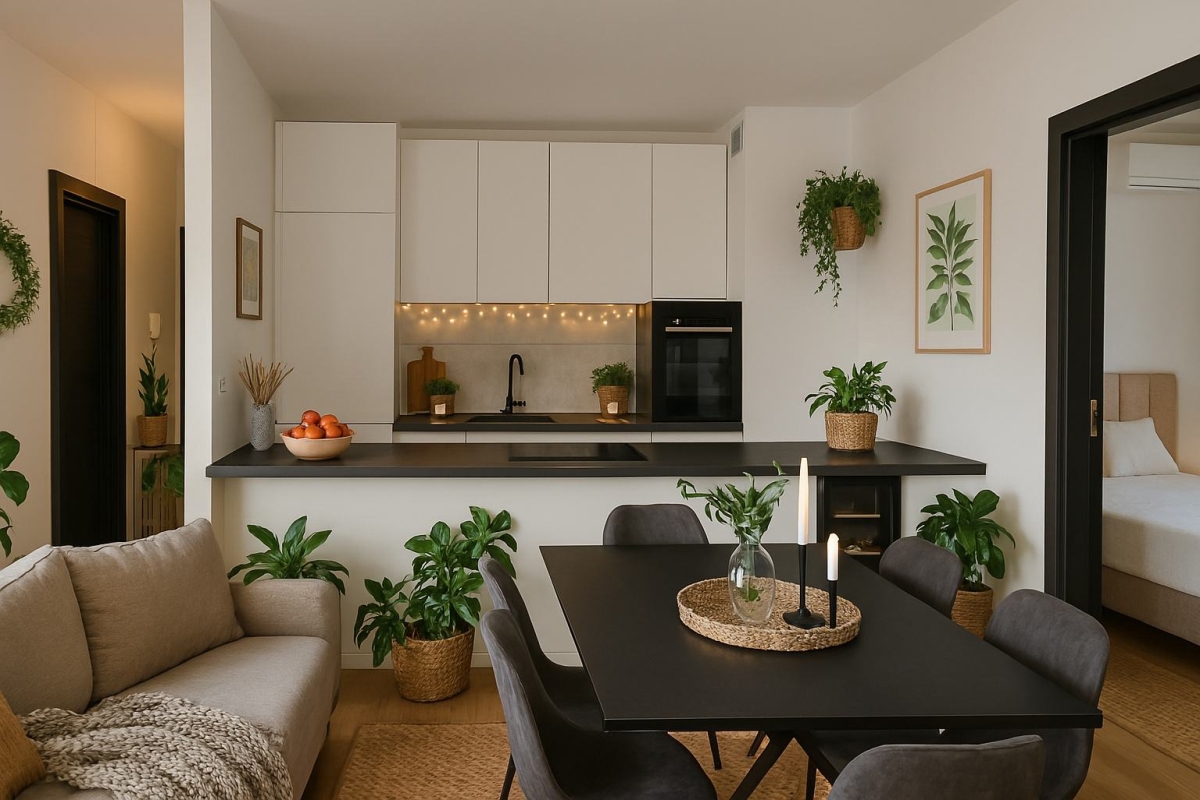 Una villa moderna in costruzione con vista mare