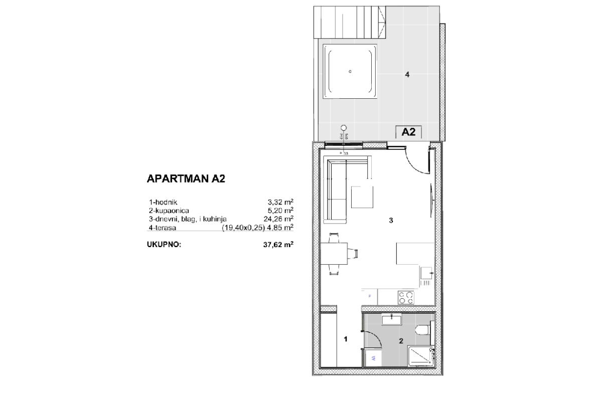 Monolocale con terrazza vicino al mare
