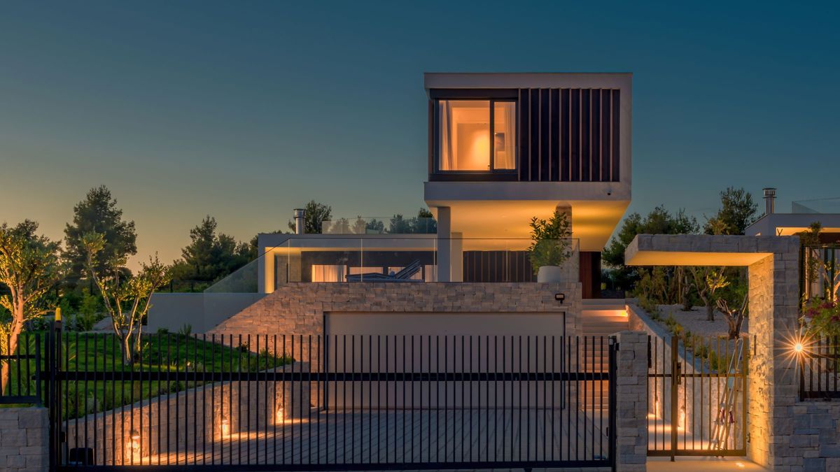 Villa con piscina e vista mare