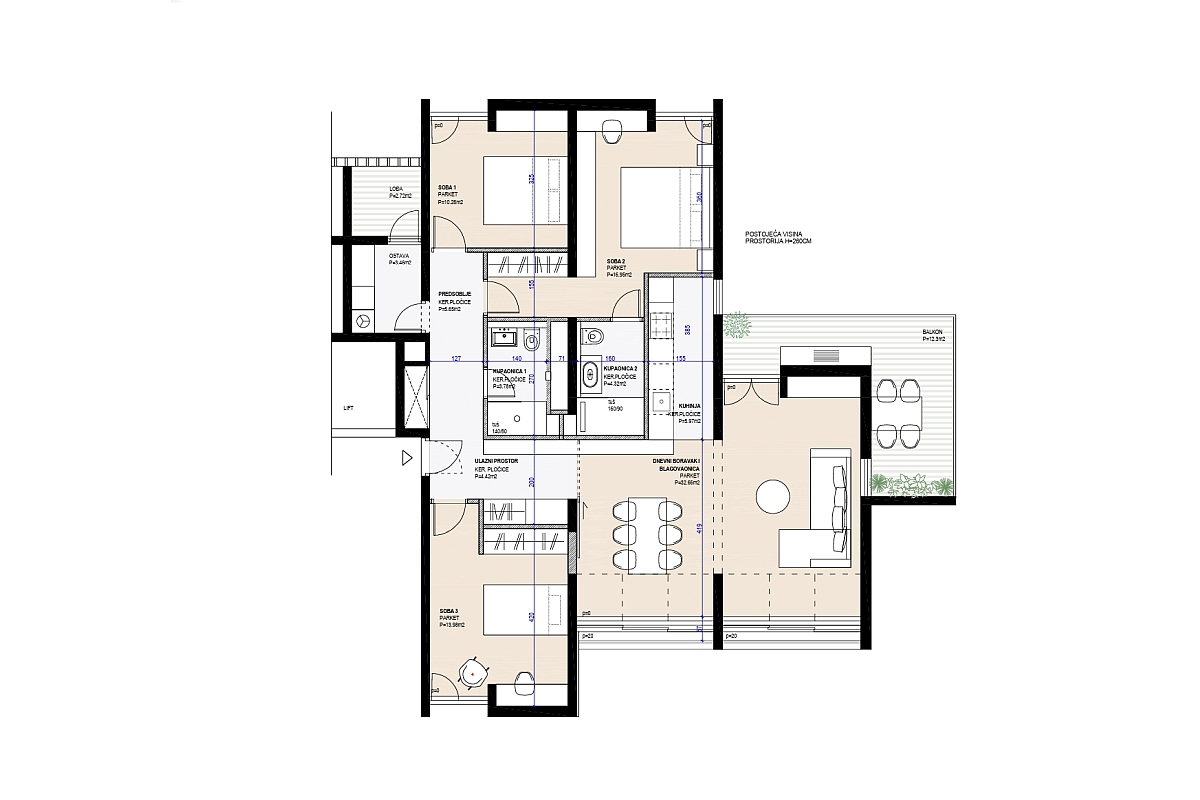 Lussuoso appartamento con tre camere da letto e vista mare