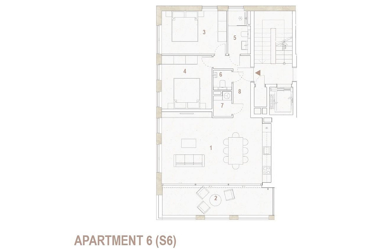 Appartamento con due camere da letto e vista mare