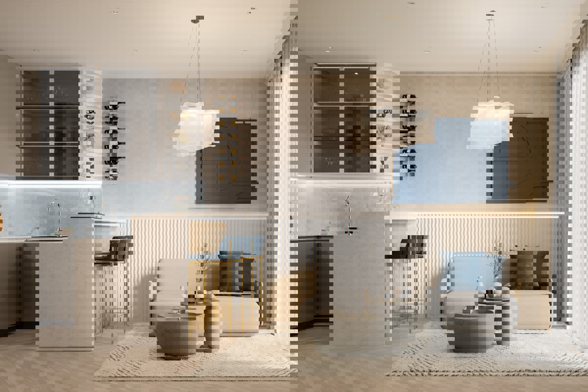 Appartamento con due camere da letto e loggia vicino al mare